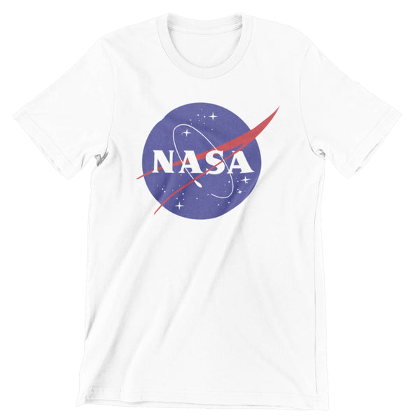 Nasa Meatball Logo on white short sleeve shirt